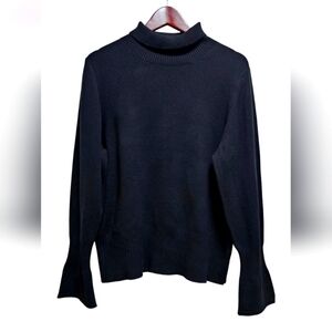 French Connection Turtleneck Sweater Black Flattered Sleeve soft acrylic size XL